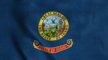 Idaho eyalet bayrağı rüzgarda sallanıyor. Son derece detaylı kumaş dokusuna sahip kusursuz döngü.
