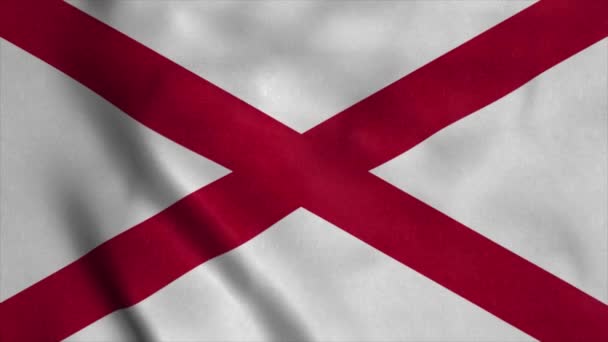 Alabama állam zászlaja lobogott a szélben. Zökkenőmentes hurok rendkívül részletes szövet textúra — Stock videók