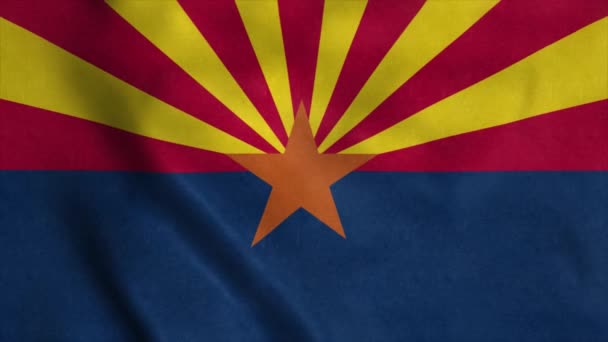 Bandera del estado de Arizona ondeando en el viento. Lazo sin costura con textura de tela muy detallada — Vídeos de Stock