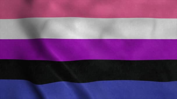 Genderfluiditate Steagul mândriei flutură în vânt. 4K — Videoclip de stoc