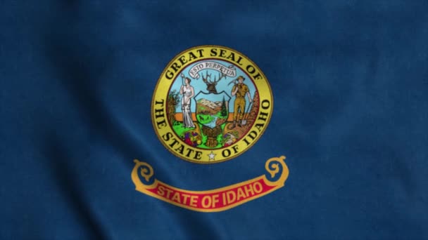 Bandeira estatal de Idaho acenando ao vento. loop sem costura com textura de tecido altamente detalhado — Vídeo de Stock