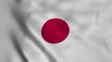 Rüzgarda dalgalanan Japon bayrağı. Son derece detaylı kumaş dokusuna sahip kusursuz döngü.