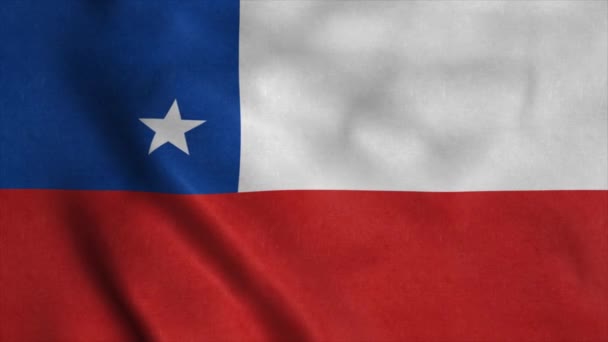 Chile-Flagge weht im Wind. Nahtlose Schlaufe mit sehr detaillierter Textur — Stockvideo