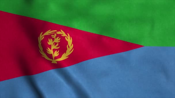 Bandeira da Eritreia acenando ao vento. loop sem costura com textura de tecido altamente detalhado — Vídeo de Stock