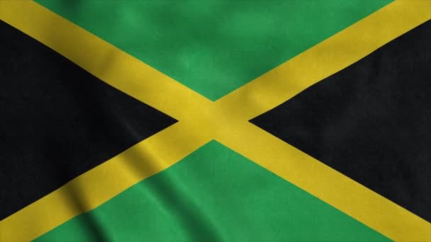 Jamaica vlag wapperend in de wind. Naadloze lus met zeer gedetailleerde stofstructuur — Stockvideo