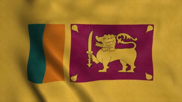 Bandera de Sri Lanka ondeando en el viento. Lazo sin costura con textura de tela muy detallada — Vídeos de Stock