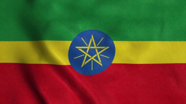 Etiyopya bayrağı rüzgarda dalgalanıyor. 3d illüstrasyon