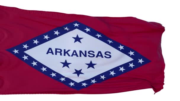 Arkansaská vlajka Izolovaná realistická animace. Bezešvé smyčky, 4K — Stock video
