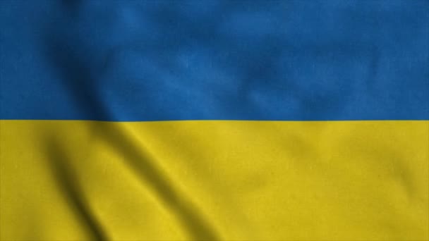 Ukraina flagga viftar i vinden med mycket detaljerad textur. Sömlös ögla, 4K — Stockvideo