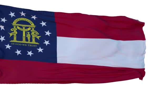 ジョージア州の旗は現実的なアニメーションを孤立させた。シームレスループ、 4K — ストック動画