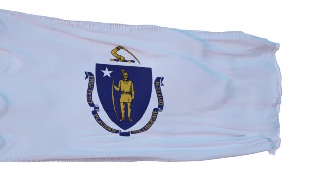 Massachusetts Flag Elszigetelt Realisztikus Animáció. Zökkenőmentes hurok, 4K — Stock videók