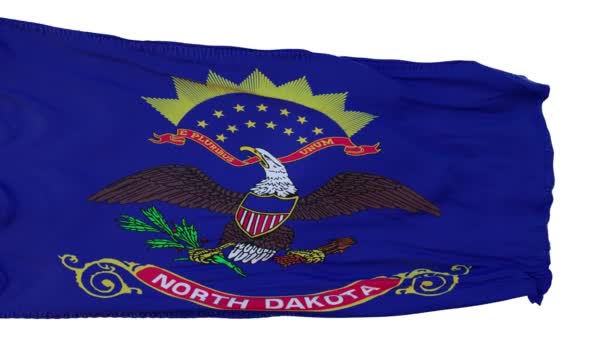 Прапор Північної Дакоти Ізольований реалістичною анімацією. Безшовна петля, 4К. — стокове відео