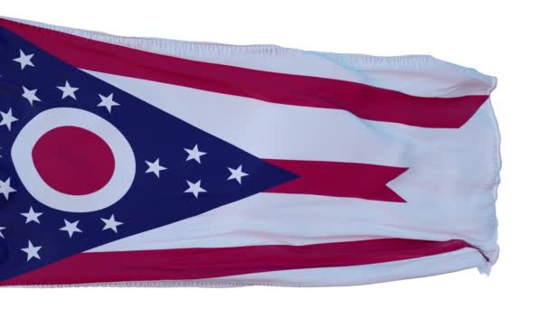 Ohio Bandeira Isolada Animação Realista. Loop sem costura, 4K — Vídeo de Stock