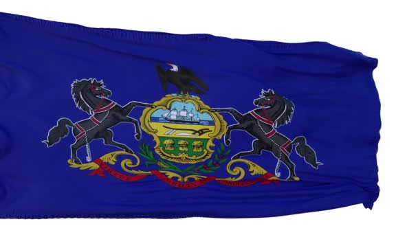 Pennsylvania Flag Isolated Realistic Animation. Boucle sans couture, 4K — Video