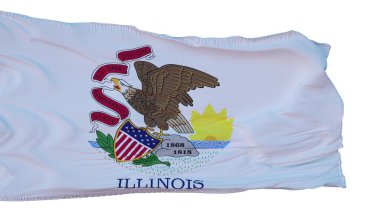 Illinois Bayrağı beyaz arka planda izole edildi. 3d illüstrasyon