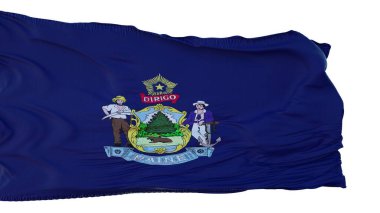 Beyaz arka planda Maine Flag izole edildi. 3d illüstrasyon