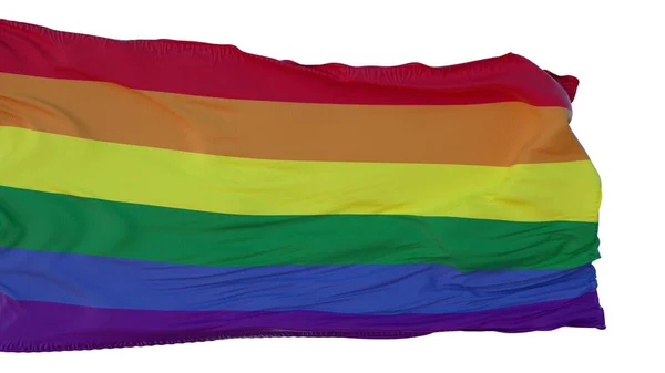 ЛГБТ-прапорець - прапор веселки, ізольований на білому тлі. 3d ілюстрація — стокове фото