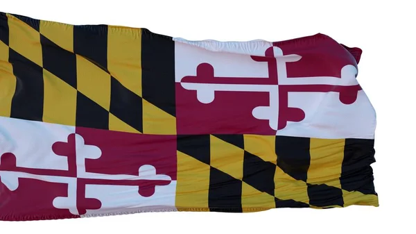 Maryland Flag izolowane na białym tle. Ilustracja 3D — Zdjęcie stockowe