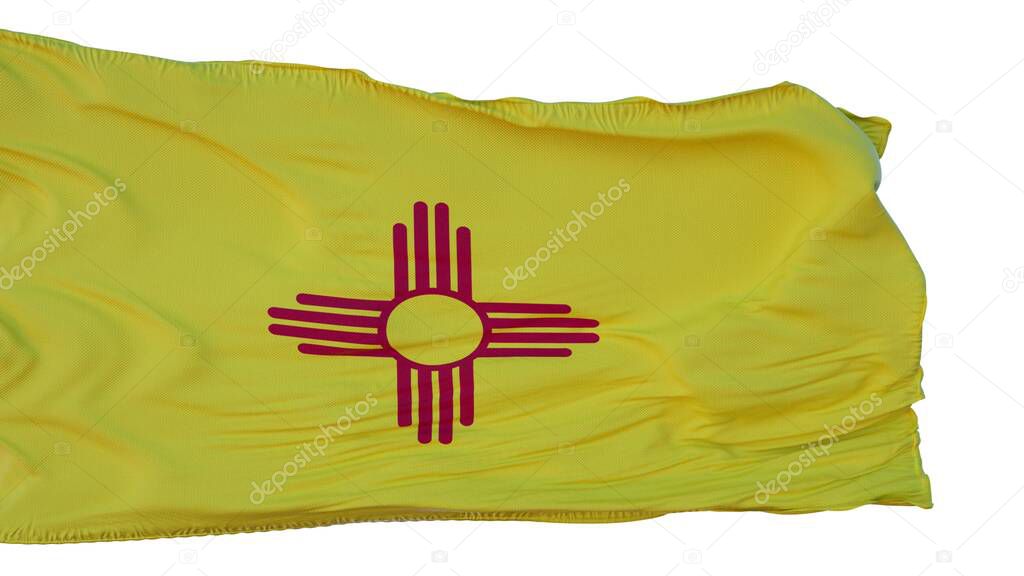 New Mexico Flag isolated on white background. 3d illustration