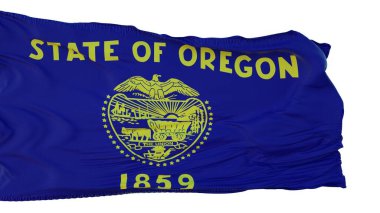 Oregon Bayrağı beyaz arka planda izole edildi. 3d illüstrasyon