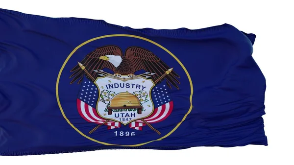 Bandera de Utah aislada sobre fondo blanco. ilustración 3d — Foto de Stock