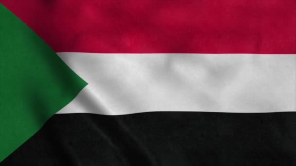 Sudan-Flagge weht im Wind mit hochwertiger Textur. Sudanesische Nationalflagge — Stockvideo