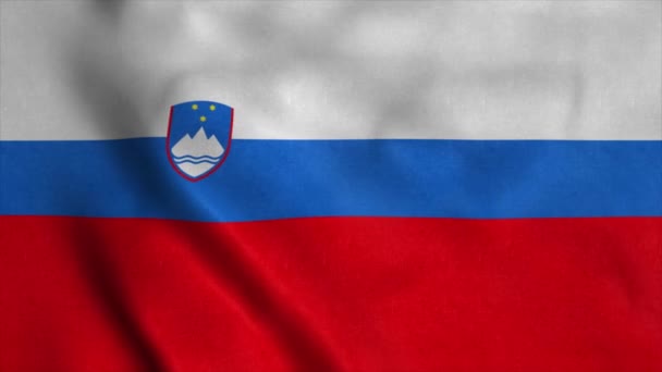 Bandeira da Eslovénia acenando ao vento. Bandeira nacional da Eslovénia. Sinal da Eslovénia animação loop sem costura. 4K — Vídeo de Stock