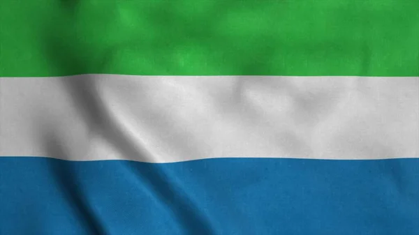 Flaga Sierra Leone powiewa na wietrze. Ilustracja 3D — Zdjęcie stockowe