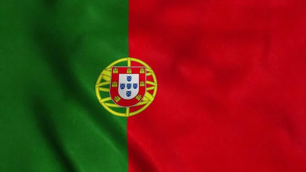 Portugal Nationale vlag wapperend in de wind. 3d illustratie — Stockfoto
