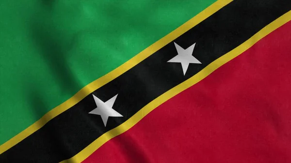 Szent Kitts és Nevis zászló integet a szélben. 3d illusztráció — Stock Fotó