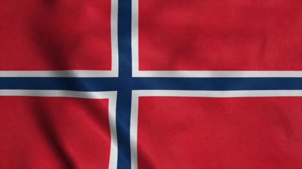 Norvégia zászló integetett a szélben kiváló minőségű textúrával 4K-ban — Stock videók