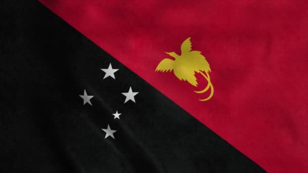 Papua Nya Guineas flagga fladdrar i vinden. 4K — Stockvideo