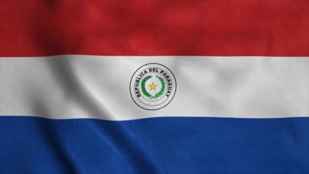 Paraguay zászló lengett a szélben. Paraguayi Nemzeti Zászlóköztársaság. 4K — Stock videók