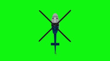 Gerçekçi helikopter animasyonu. Üst Manzara. Yeşil ekran 4k görüntü