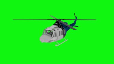 Gerçekçi helikopter animasyonu. Yeşil ekran 4k görüntü