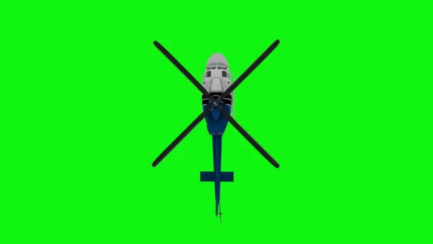 Realistic helicopter flying animation. Top view. Green screen 4k footage — Stock Video