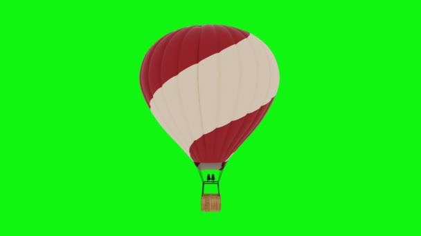 Hot Air Balloon flying animation. Green screen 4k footage — Stock Video