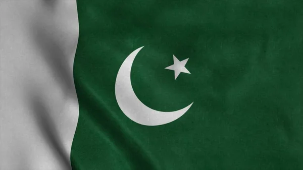 Bandeira do Paquistão acenando ao vento com textura de alta qualidade. Renderização 3d — Fotografia de Stock