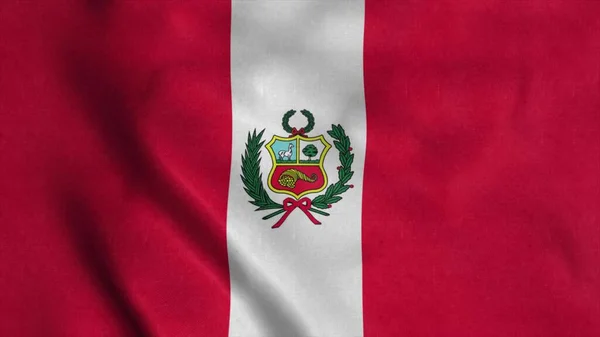 На вітрі пурхає державний прапор Перу. 3d рендеринг — стокове фото