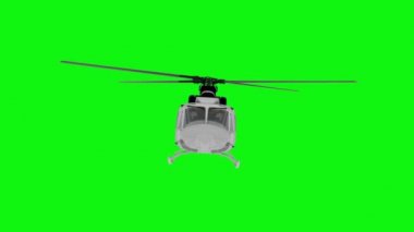 Gerçekçi helikopter animasyonu. Ön manzara. Yeşil ekran 4k görüntü