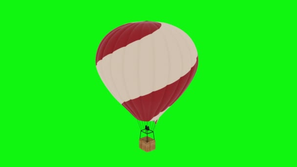 Hőlégballon repülő animáció. Zöld képernyő 4K felvételek — Stock videók