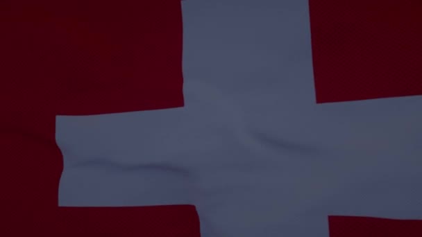 Switzerland flag waving in the wind. Realistic flag background. Thundercloud background — Stock Video