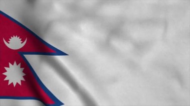 Nepal bayrağı rüzgarda dalgalanıyor. Ulusal Nepal bayrağı. Nepal 'in kusursuz döngü animasyonunun işareti. 4K