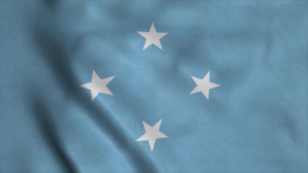 Bandera de Micronesia ondeando en el viento. Bandera Nacional de Micronesia. Signo de animación de bucle sin costura Micronesia. 4K — Vídeos de Stock