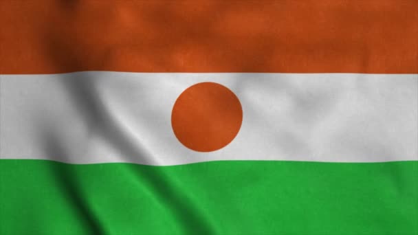 Republiken Nigers flagga viftar i vinden. Nigerns flagga. Tecken på Niger sömlös loop animation. 4K — Stockvideo