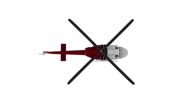 Animación de vuelo en helicóptero, el canal alfa incluido. Vista superior — Vídeos de Stock