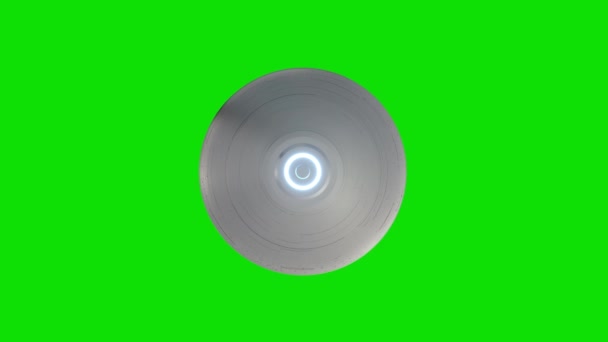 Repülő csészealj elkülönítve a zöld képernyőn. UFO. Első látásra. 4K animáció — Stock videók