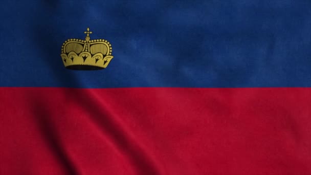 A bandeira nacional do Liechtenstein está voando ao vento. 4K — Vídeo de Stock