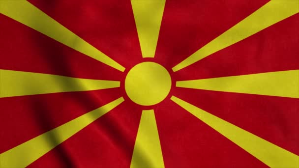 Національний прапор Македонії летить на вітрі. 4K — стокове відео