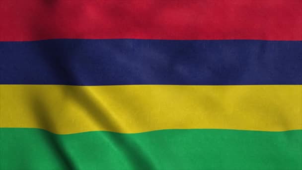 Bendera nasional Mauritius berkibar di udara. 4K — Stok Video